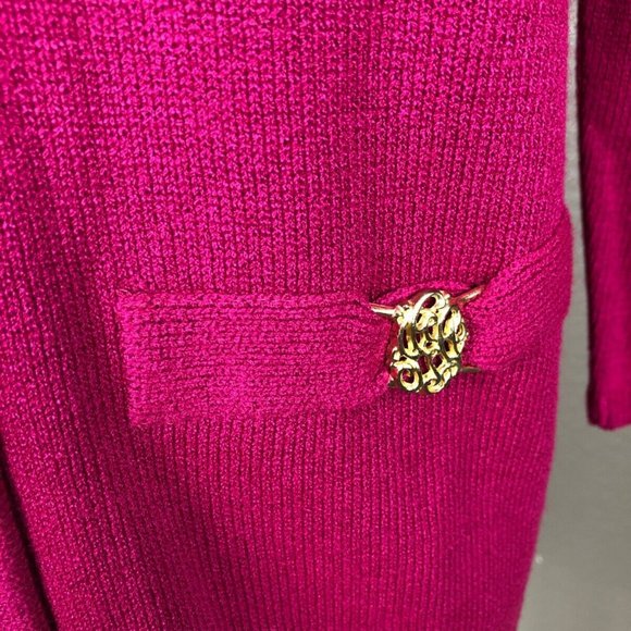 Petite San Remo 80's Magenta Sweater Cardigan Brass Buttons Shoulder Tab… - Picture 3 of 7
